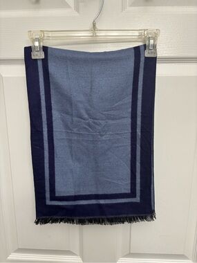 Cashmere Unisex Classic Two-Tone Rectangular Blue Scarf, 12” x 70”